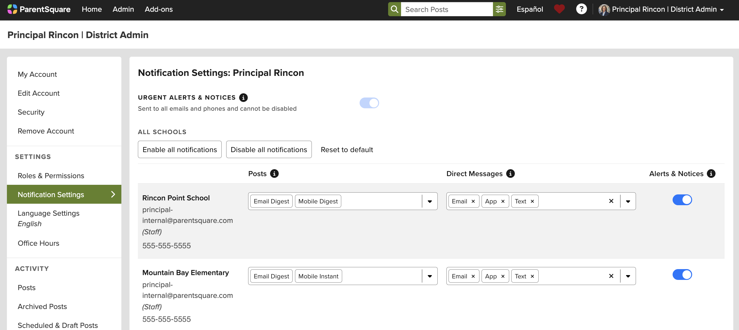 ParentSquare Web Browser Notification Settings Image